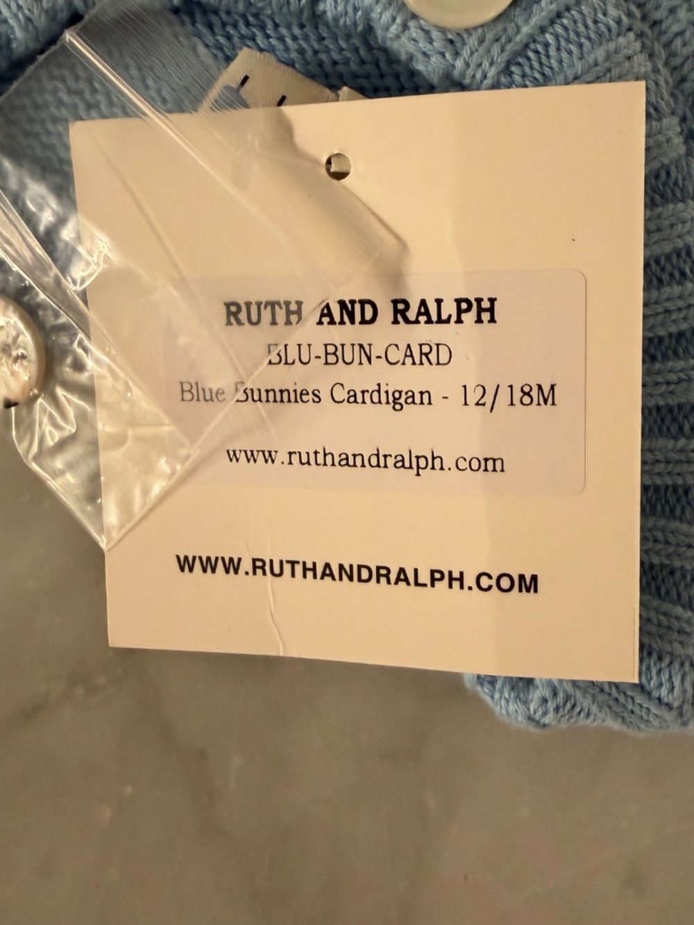 NWT Ralph & Ruth Blue Bunny Easter Springtime Knit Cardigan, 12/18M - Picture 9 of 9